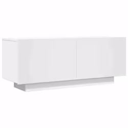 Meuble TV - Aggloméré - 100 x 35 x 40 cm - Blanc - Design contemporain - Montage facile