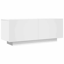 Meuble TV - Aggloméré - 100 x 35 x 40 cm - Blanc - Design contemporain - Montage facile