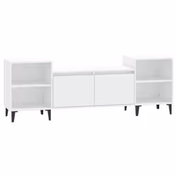 Meuble TV - Non spécifié - 160 x 35 x 55 cm - Bois dingénierie - Blanc - Rangement spacieux