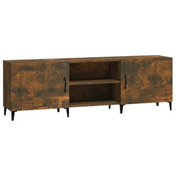 Meuble TV - Classique - Chêne Fumé - 150 x 30 x 50 cm - Bois dingénierie - Rangement optimisé