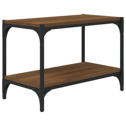 Meuble TV - Bois dingénierie - Chêne marron - 60 x 33 x 41 cm - Style industriel - 2 étagères