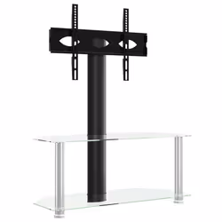 Meuble TV dangle - Non spécifié - 2 niveaux - Pivotant 25° - Compatible VESA - Noir et Argent