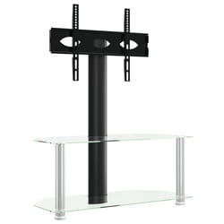 Meuble TV dangle - Non spécifié - 2 niveaux - Pivotant 25° - Compatible VESA - Noir et Argent