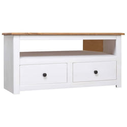 Meuble TV - Assor - Etagère dangle - Bois massif - 2 tiroirs - 93 x 49 x 49 cm