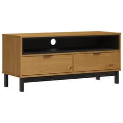 Meuble TV - FLAM - 110x40x50 cm - Bois massif - Rangement spacieux - Design contemporain