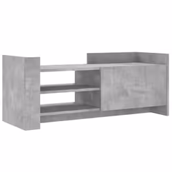 Meuble TV - Bois dingénierie - 100 x 35 x 40 cm - Gris béton - Rangement pratique - Montage facile