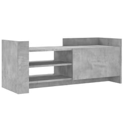 Meuble TV - Bois dingénierie - 100 x 35 x 40 cm - Gris béton - Rangement pratique - Montage facile