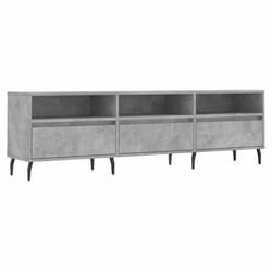 Meuble TV - Bois dingénierie - 150 x 30 x 445 cm - 6 compartiments - Pieds en fer - Gris béton