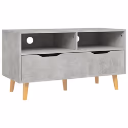 Meuble TV - Ingénier - Buffet TV - Bois dingénierie - Gris béton - 90 x 40 x 485 cm