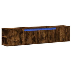 Meuble TV mural - Multicolore - Chêne fumé - LED RGB - 180 x 31 x 395 cm - 50 kg max