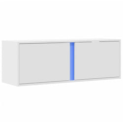 Meuble tv multimédia étagère télévision buffet téléviseur salle à manger salon chambre mural avec lumières led 100 x 31 x 35 cm blanc