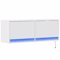 Meuble TV - Non spécifié - Mural - Bois dingénierie - 2 tiroirs - Lumières LED RGB