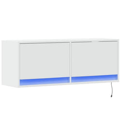 Meuble TV - Non spécifié - Mural - Bois dingénierie - 2 tiroirs - Lumières LED RGB
