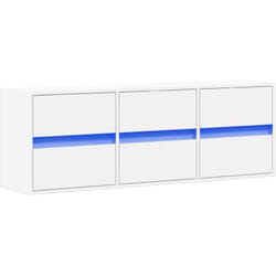 Helloshop26 - Meuble tv multimédia étagère télévision buffet téléviseur salle à manger salon chambre mural avec lumières led 130 x 31 x 45 cm blanc