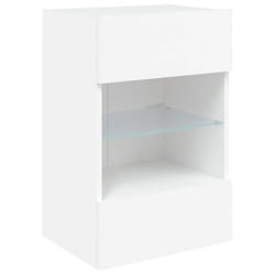 Meuble TV mural - Non spécifié - 40 x 30 x 605 cm - Bois dingénierie - Lumières LED RVB - Blanc