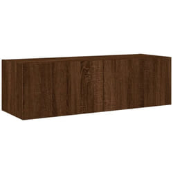Meuble TV multimédia étagère télévision buffet téléviseur salle à manger salon chambre mural avec lumières LED chêne 100 x 35 x 31 cm brun