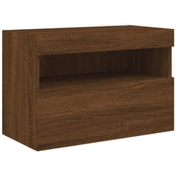 Meuble TV mural - Chêne - 60 cm - Lumières LED RVB - Espace de rangement - Design contemporain