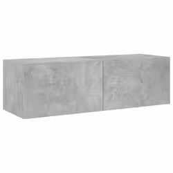 Meuble TV mural - Non spécifié - 100 x 35 cm - Bois dingénierie - Lumières LED RVB - Gris béton