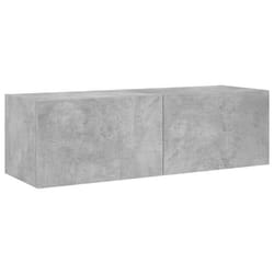 Meuble TV mural - Non spécifié - 100 x 35 cm - Bois dingénierie - Lumières LED RVB - Gris béton
