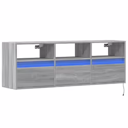 Meuble TV - SONOMA - Armoire murale - 3 tiroirs - Lumières LED - Bois dingénierie