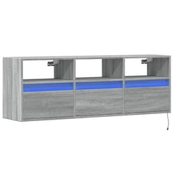 Meuble TV - SONOMA - Armoire murale - 3 tiroirs - Lumières LED - Bois dingénierie