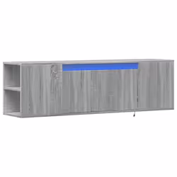Meuble TV - SONOMA - Armoire murale - 2 tiroirs - Lumières LED - Bois dingénierie