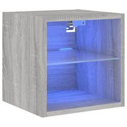 Meuble TV mural - SONOMA - Étagère avec lumières LED - Bois dingénierie - Design contemporain - 30 cm