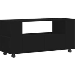 Meuble tv multimédia étagère télévision buffet téléviseur salle à manger salon chambre 102 x 34,5 x 43 cm bois d'ingénierie noir