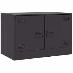 Meuble TV - Non spécifié - 67 x 39 x 44 cm - Acier noir - 2 compartiments - Design contemporain
