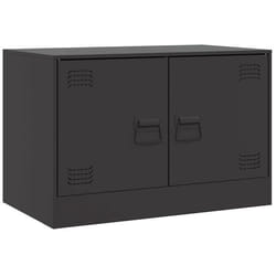 Meuble TV - Non spécifié - 67 x 39 x 44 cm - Acier noir - 2 compartiments - Design contemporain