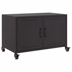 Meuble TV - Non spécifié - 68 x 39 x 435 cm - Acier noir - Rangement spacieux - Facile à déplacer