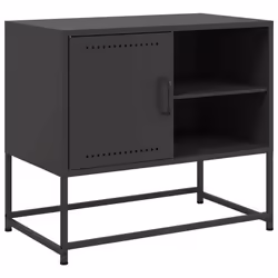 Meuble TV - Indus - 68x39x605 cm - Acier noir - Rangement ouvert - Montage facile