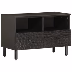 Meuble TV - MA - Buffet TV - Bois de manguier massif - Noir - 70 x 33 x 46 cm