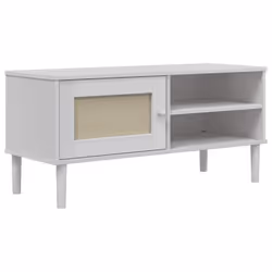 Meuble TV - Non spécifié - 106 x 40 x 49 cm - Bois massif - Finition vernis UV - Aspect rotin