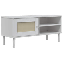 Meuble TV - Non spécifié - 106 x 40 x 49 cm - Bois massif - Finition vernis UV - Aspect rotin