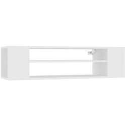 Meuble tv multimédia étagère télévision buffet téléviseur salle à manger salon chambre suspendu 100 x 30 x 26,5 cm bois d'ingénierie blanc