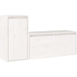 Meubles TV multimédia étagère télévision buffet téléviseur salle à manger salon chambre 2 pièces bois massif de pin blanc