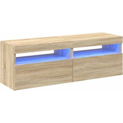Helloshop26 - Meubles tv multimédia étagère télévision buffet téléviseur salle à manger salon chambre avec lumières led 2 pièces chêne sonoma 60 x 35