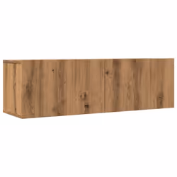 Meuble TV mural - Artisanal - 2 pièces - Bois dingénierie - Chêne - Design contemporain