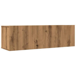 Meuble TV mural - Artisanal - 2 pièces - Bois dingénierie - Chêne - Design contemporain