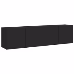 Meuble TV mural - Non spécifié - 2 pièces - Bois dingénierie - Noir - 80 x 30 x 41 cm