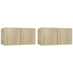 Meubles tv multimédia étagère télévision buffet téléviseur salle à manger salon chambre suspendus 2 pièces chêne sonoma 60 x 30 x 30 cm brun
