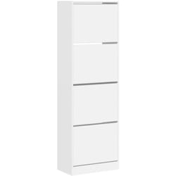 Armoire à chaussures range chaussures rangement meuble entrée couloir salon 4 tiroirs rabattables 60 x 34 x 187,5 cm blanc