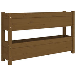 Jardinière - Bois de pin massif - 112 x 25 x 66 cm - 2 bacs à fleurs - Couleur marron - Rectangulaire