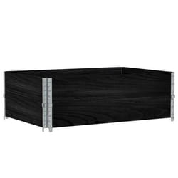 Jardinière - Bois de pin massif - 120 x 80 cm - Pliable - Empilable - Noir