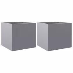 Jardinière - Argent - Lot de 2 - Acier galvanisé - 32 x 30 x 29 cm - Rectangulaire
