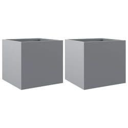 Jardinière - Argent - Lot de 2 - Acier galvanisé - 32 x 30 x 29 cm - Rectangulaire