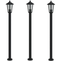 Lampadaires d'extérieur 3 pcs 120 cm acier inoxydable noir