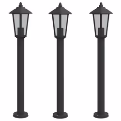 Lampadaire dextérieur - Inox - Noir - 3 pièces - 80 cm - IP44 - Design contemporain