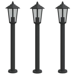 Lampadaire dextérieur - Inox - Noir - 3 pièces - 80 cm - IP44 - Design contemporain